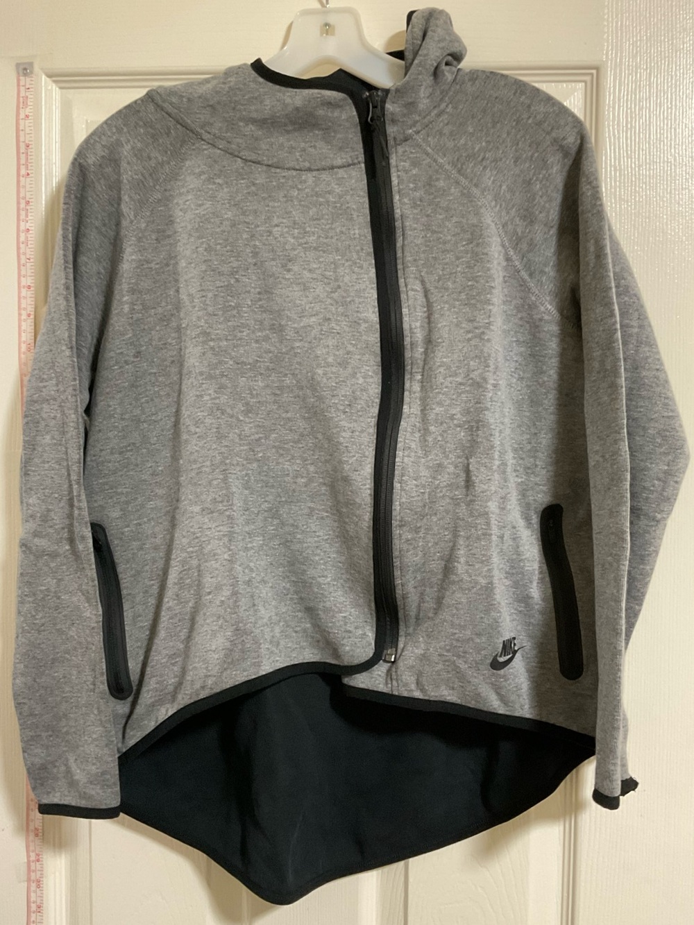 Nike Women's Gray and Black Hooded Sportswear Jacket